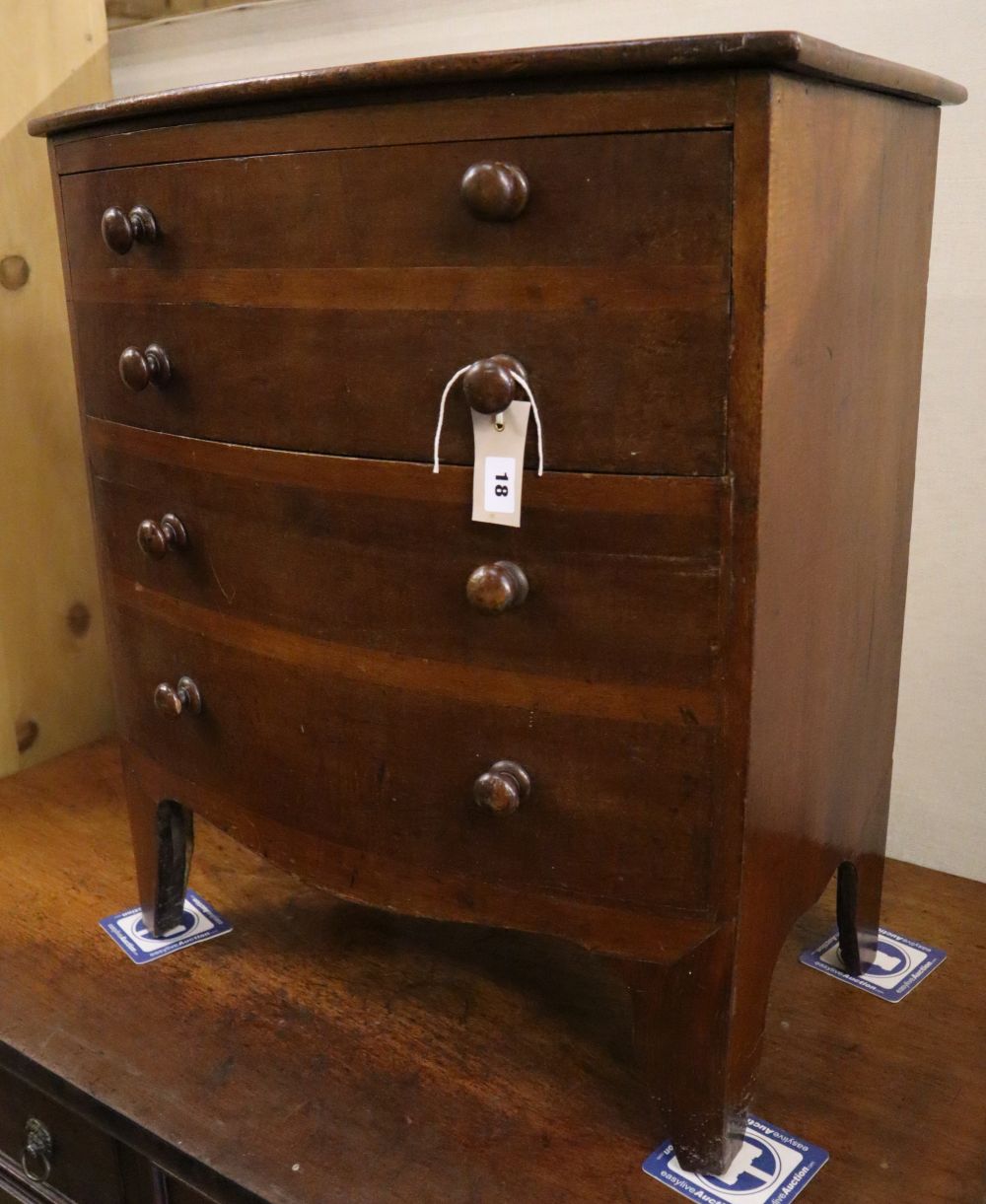 A Regency mahogany bowfront commode (altered), width 60cm depth 39cm height 69cm